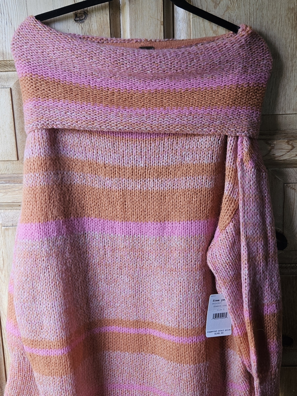 Free People Striped Knit Sweater in Pink and Orange
